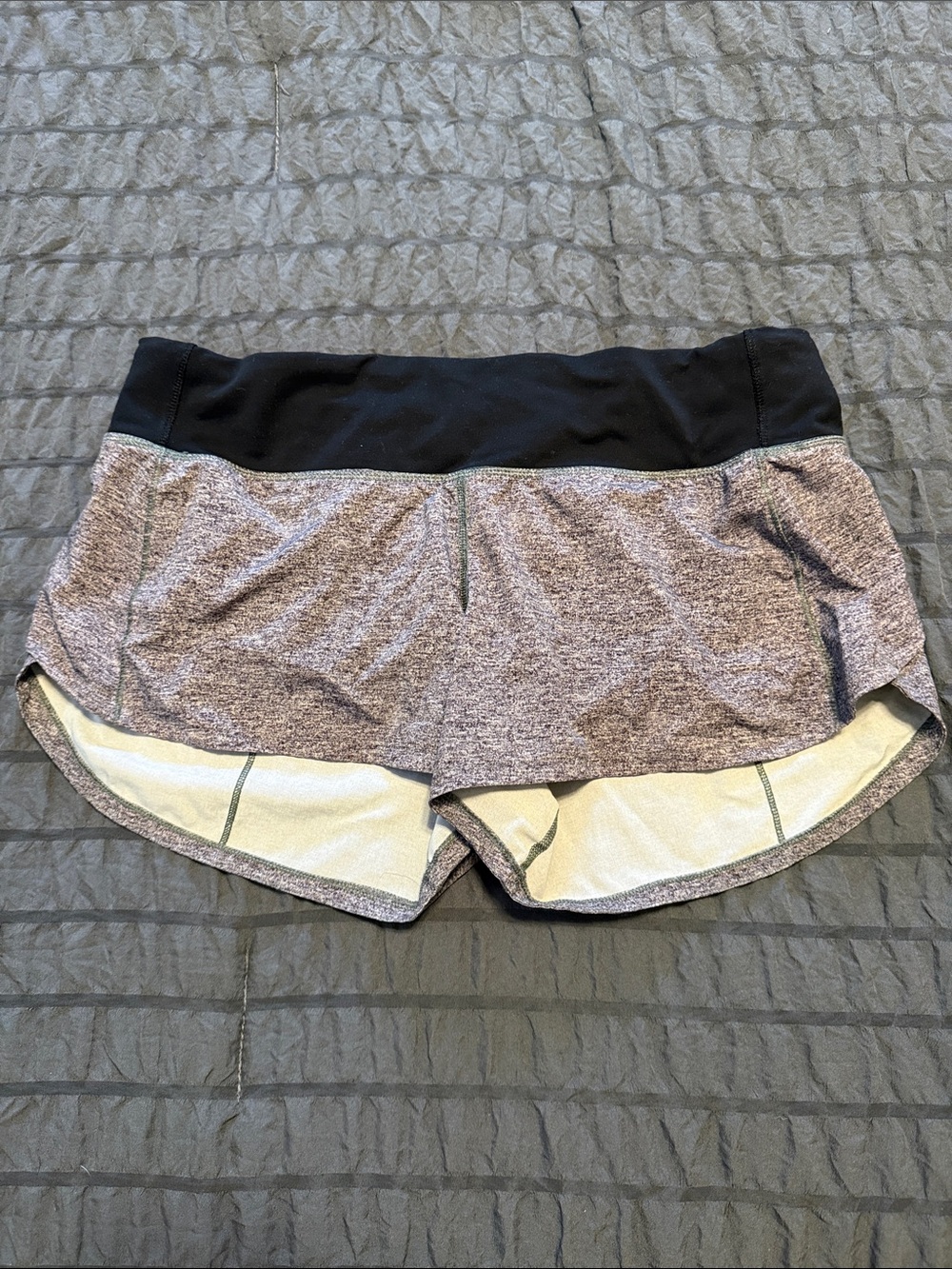 lululemon athletica Heather Gray Running Shorts with Black Waistband